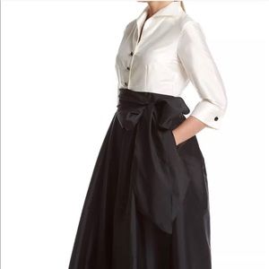 Adrianna Papell Jeweled Button Blouse Taffeta Gown